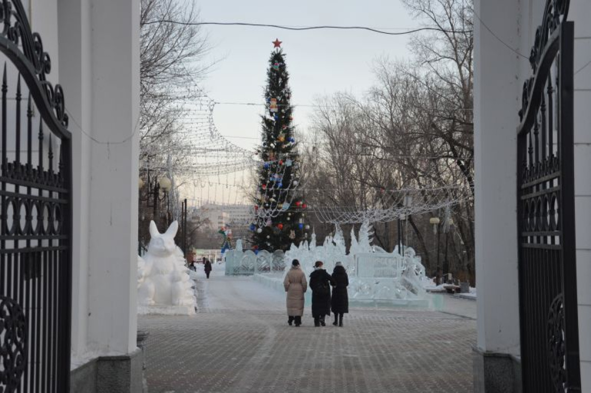 Ледовые скульпторы украсили парк «Динамо» в Хабаровске